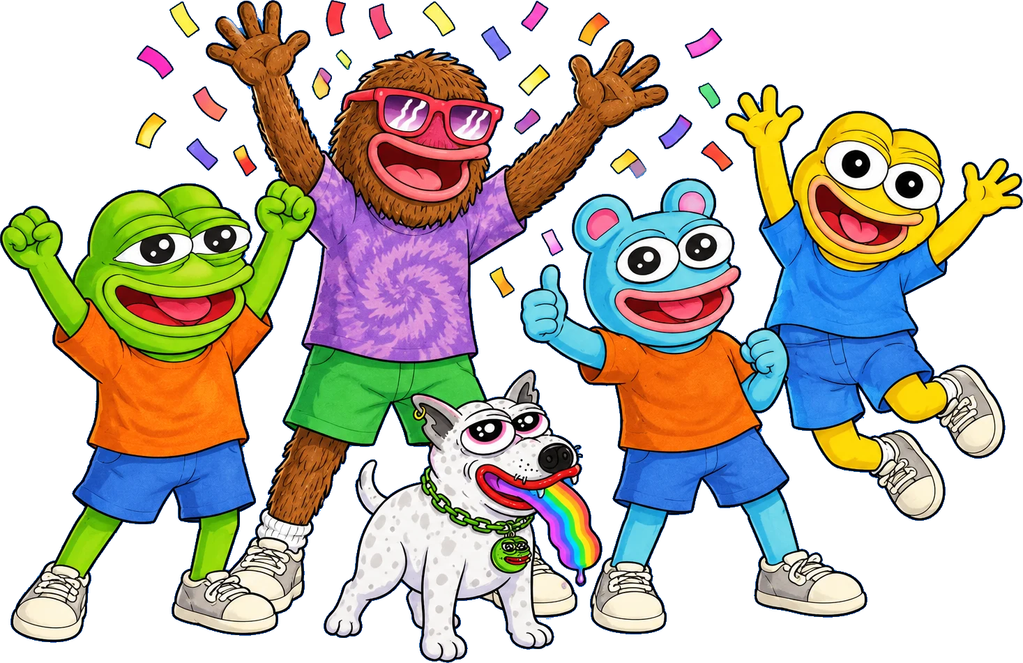Zeus celebrating with Pepe, Brett, Andy and Landwolf
